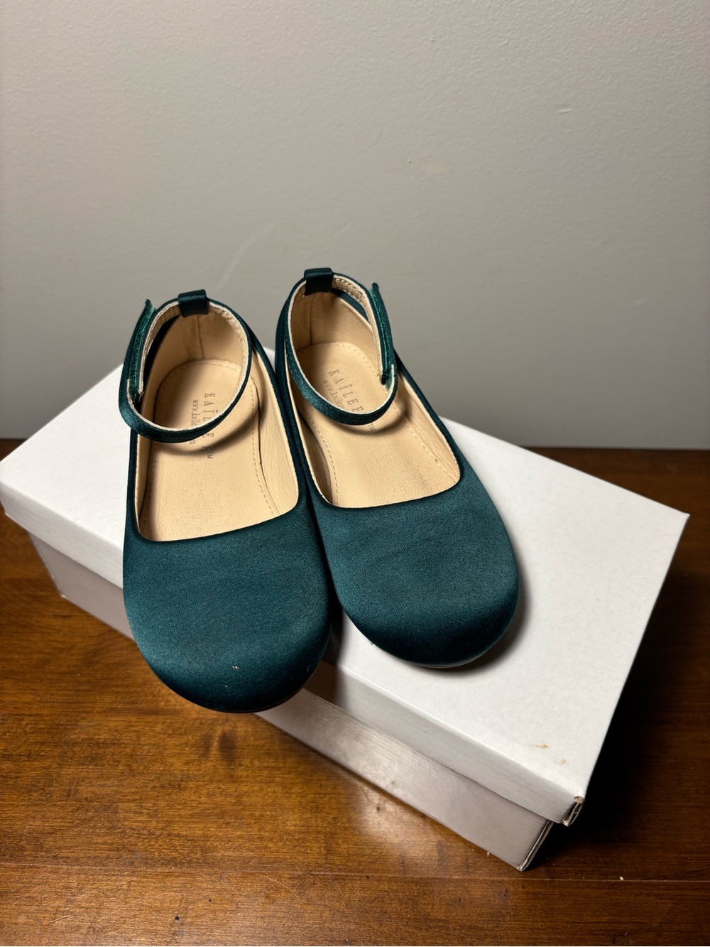 Toddler Girls Hunter Green Flower Girl Shoes